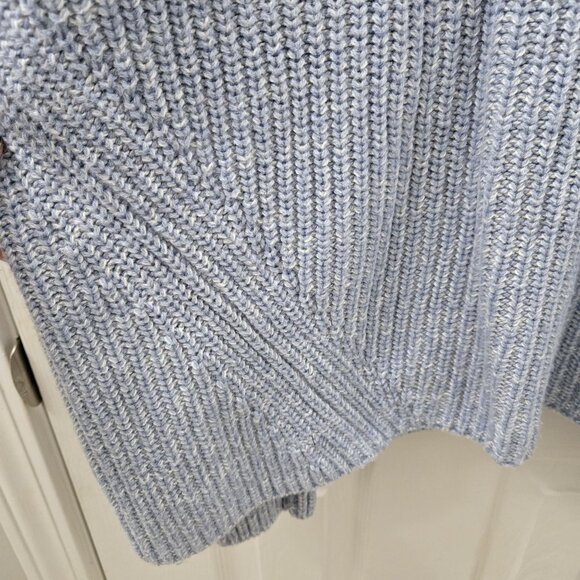 Lou & Grey Sweater XS/S Blue Ribbed Knit Cotton Wool Blend Turtleneck Chunky - Picture 8 of 9